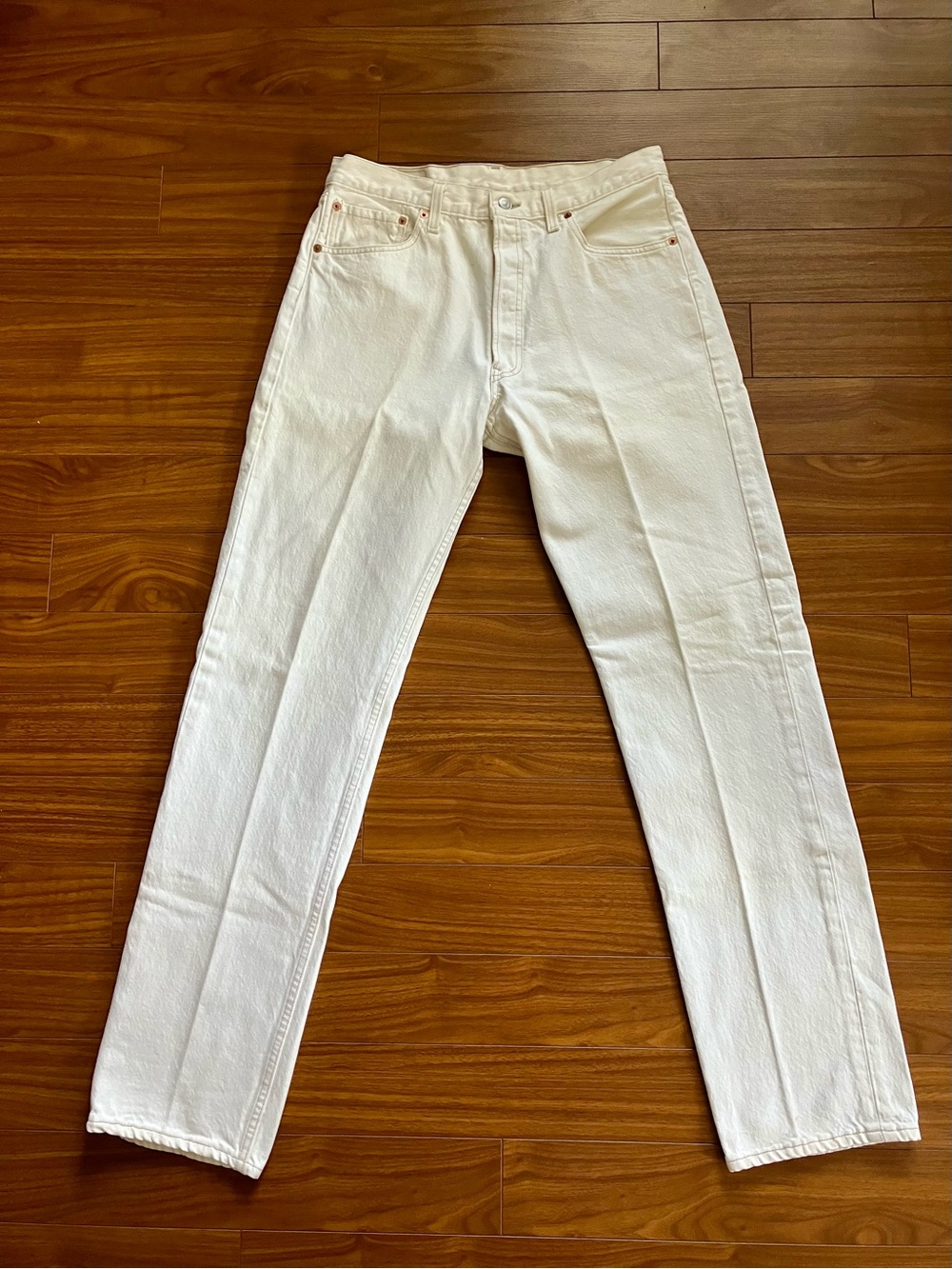 Men's Vintage Levi's 501 White Cream Denim Jeans 34x34 (32x33.5) Made in USA